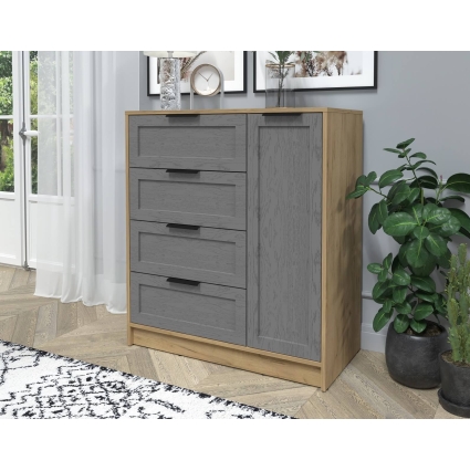 Тумба Тренд КТ-Т90 (Дуб золотой ЛДСП/ Дуб серый ЛМДФ) Ш900 В1020 Г451